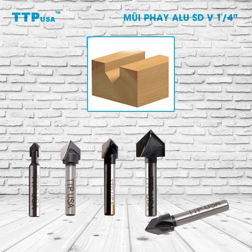 Mũi Phay Alu hình V TTPusa loại SD 1/4"
