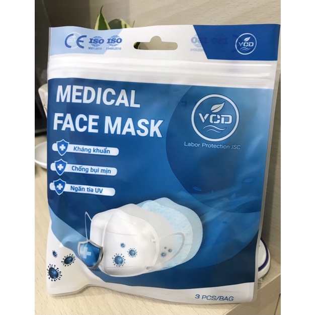 Khẩu trang MEDICAL FACE  MASK 4 lớp kháng khuẩn (3 cái/ túi)