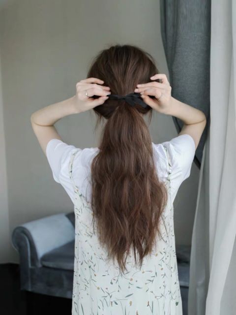 Tóc giả buộc xù sóng lửng b43 lửng