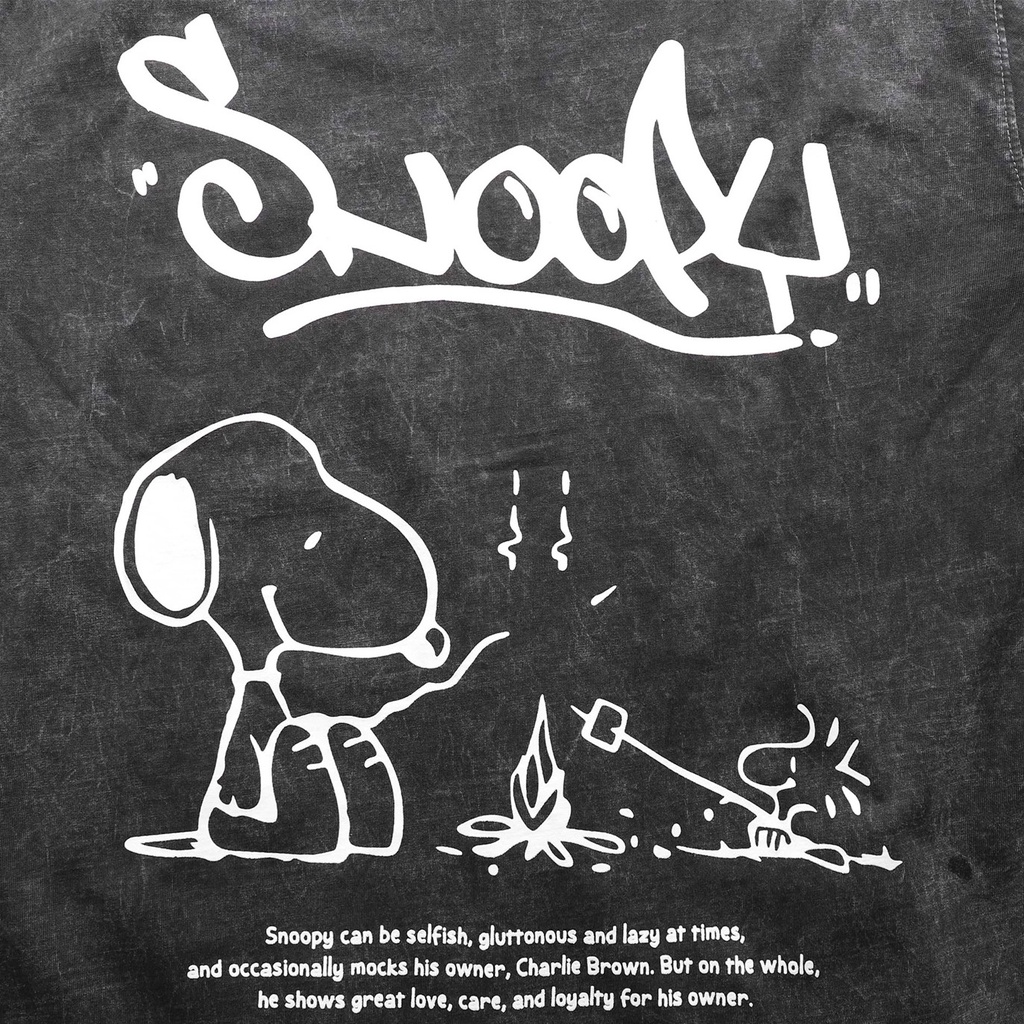 Áo thun tay lỡ SNOOKY WASH phông Unisex nam nữ Cotton oversize form rộng LUNACY TB27 | BigBuy360 - bigbuy360.vn