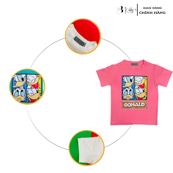 Áo Thun Ngắn Tay BB Kids Cho Bé In Hình Vịt Donal Chất Liệu Cotton 100% Co Giãn 4 Chiều