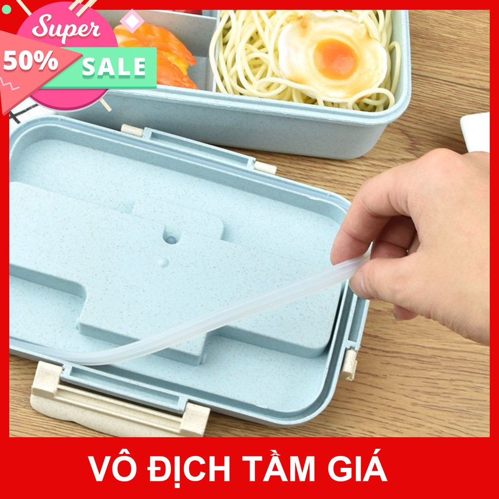 Hộp cơm văn phòng lúa mạch inox ❤️Hàng có hộp sịn❤️ 3 ngăn