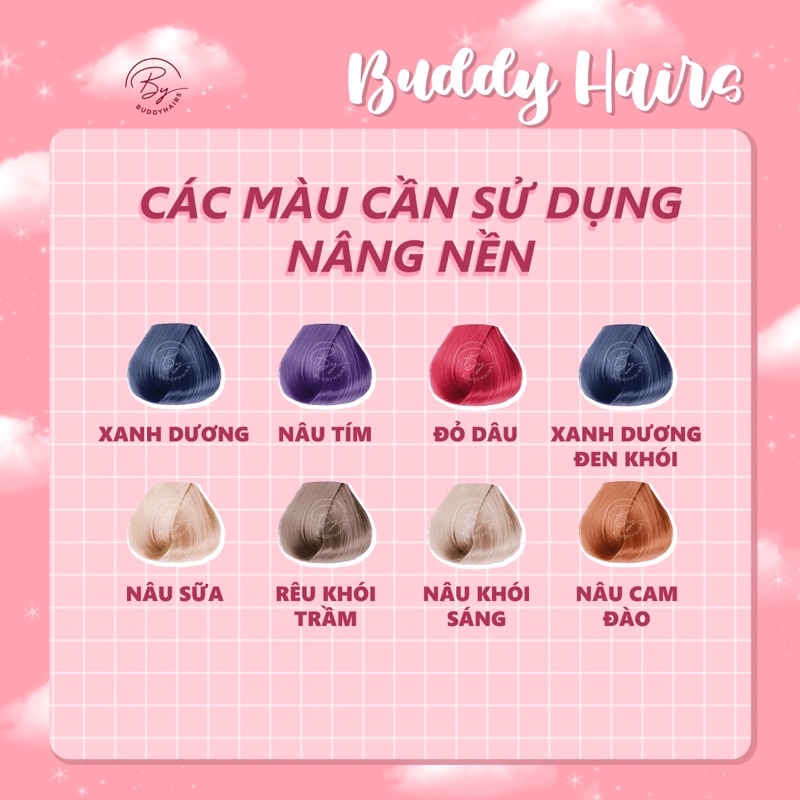 Thuốc nhuộm tóc NÂNG NỀN Buddyhairs, Buddy.hairs tặng kèm găng tay, mũ trùm,trợ nhuộm tiện ích