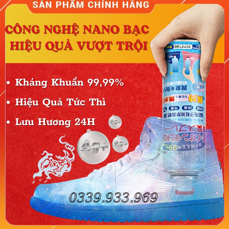 Chai Xịt Khử Mùi Giày Dép NaNo Bạc, Xịt Khử Mùi Hôi Chân