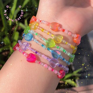 Vòng tay hạt cườm hoa cúc trái tim cầu vồng nhiều màu sắc hot trend ulzzang hàn quốc ( beaded bracelet bead ring )