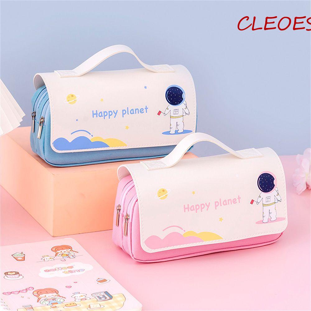 Túi Đựng Bút Bằng Vải Canvas Chống Nước In Hình Hành Tinh Dễ Thương Ốp