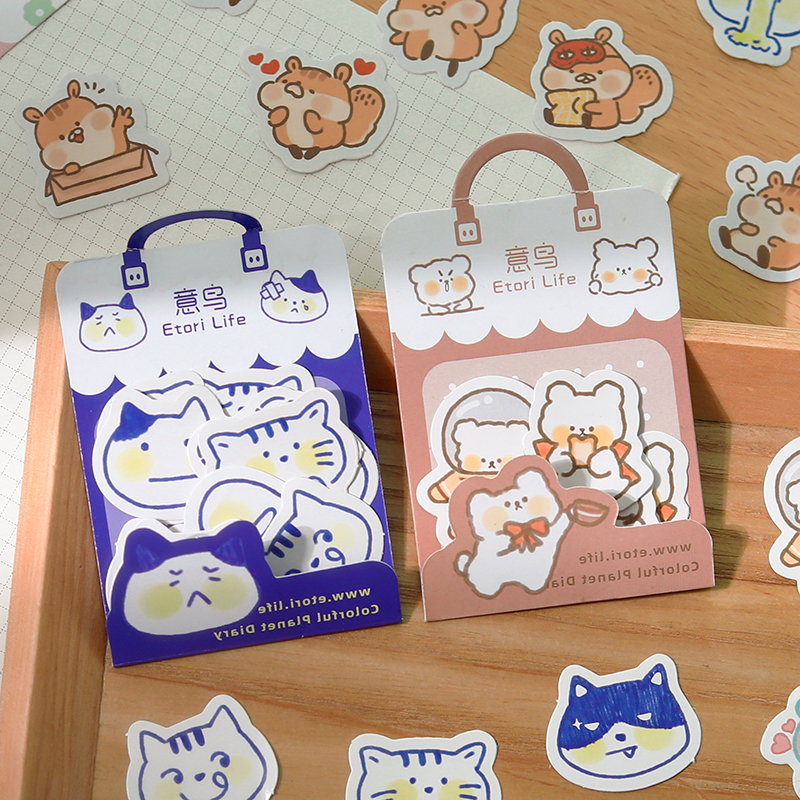 Set 40 Miếng Dán Hoạt Hình Trang Trí Sổ Tay Xinh Xắn
