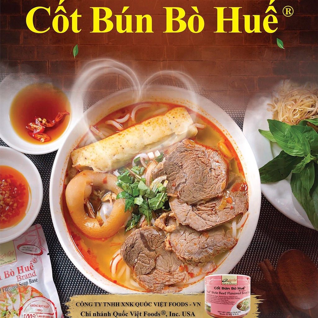 Cốt Bún Bò Huế Quốc Việt - Nhập khẩu USA - Hue Style Beef Flavored (300g)