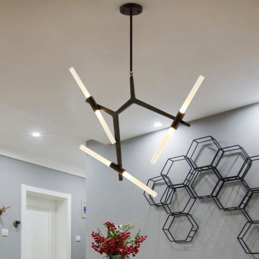 Đèn chùm MONSKY VENTE xương cá 6 tay độc đáo, mới lạ trang trí nội thất sang trọng.