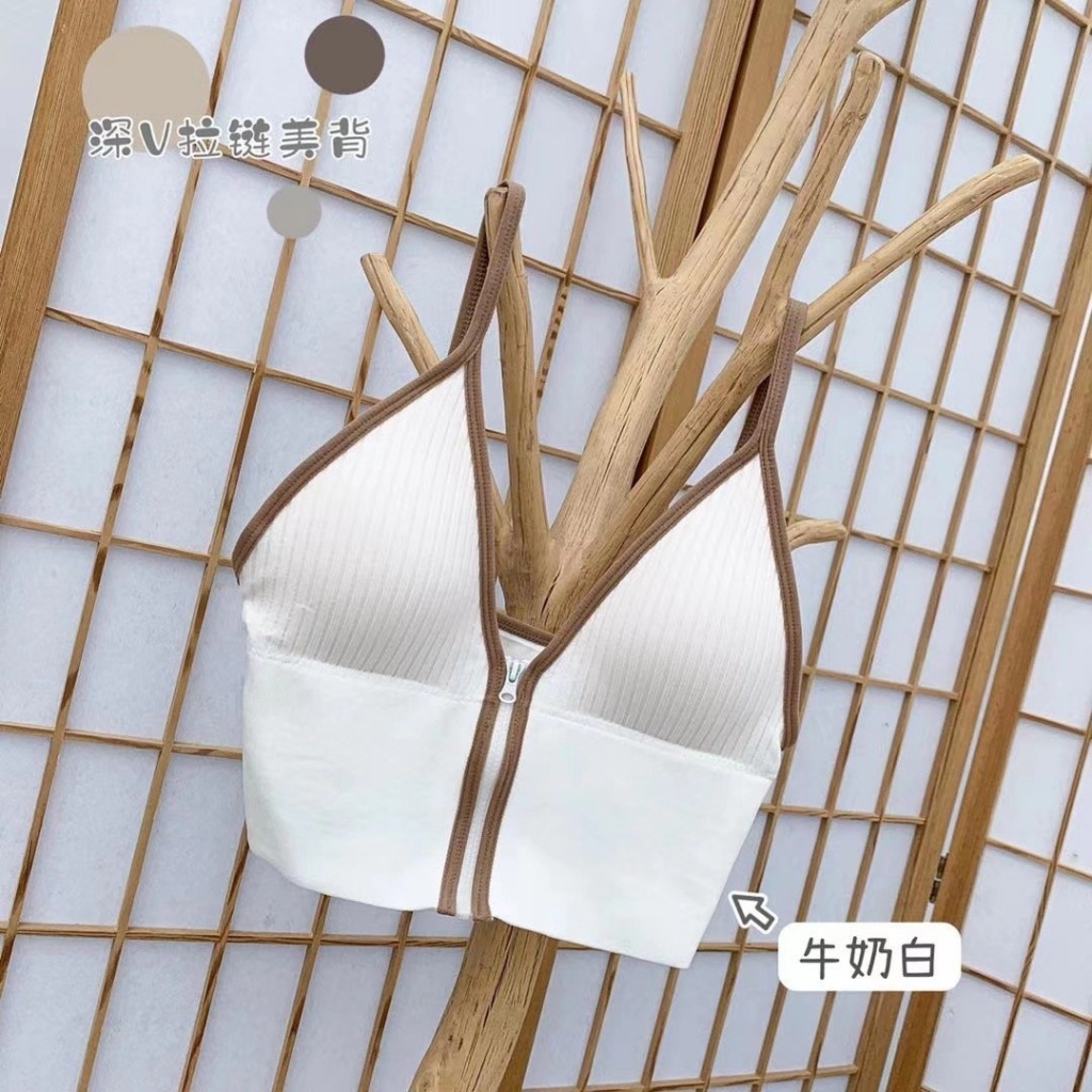 Áo Bra Nữ Ống Mỏng Liền Mạch Ôm Dáng Cổ Chữ V Sâu Khóa Kéo Trước Kiểu Mới Quyến Rũ Dễ Phối Đồ Cho Nữ