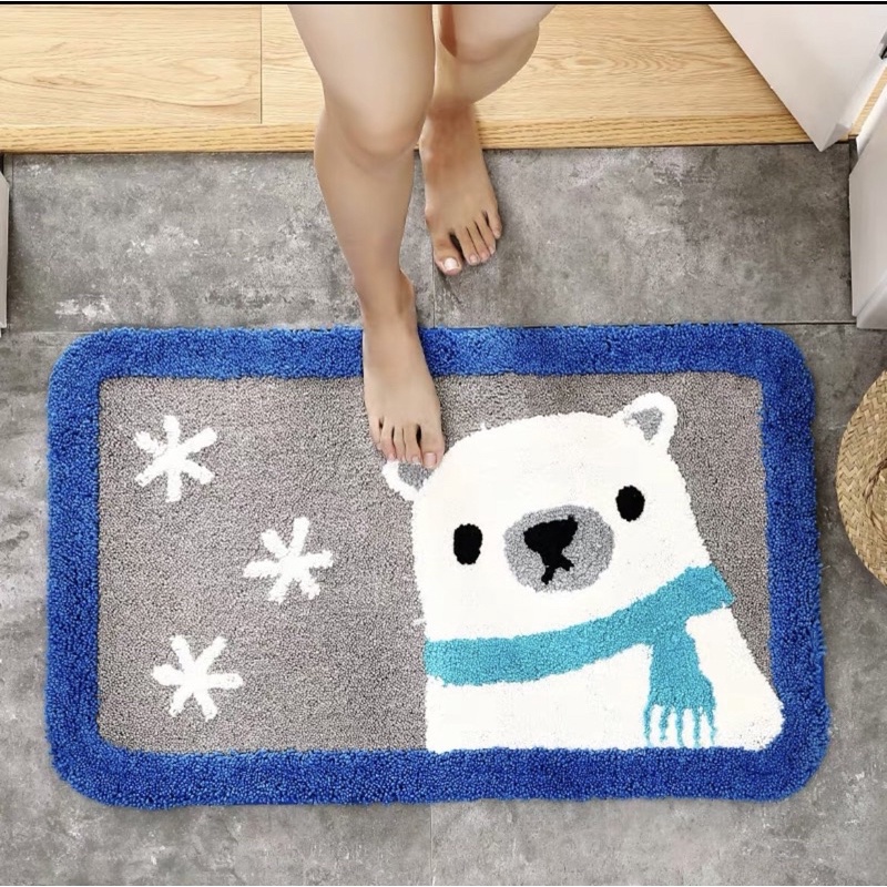 Thảm chân lông cừu 3D hoạ tiết hình thú kích thước 40x60 , chống trơn ,chống trượt thấm hút tốt tiện lợi với mọi nhà