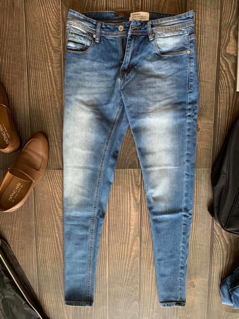 Quần Jean Nam VNXK xanh rêu rách - Jean co giãn