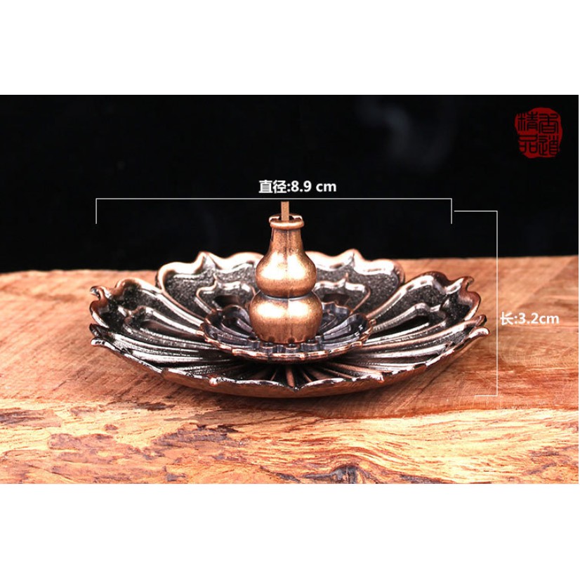 Chân cắm hương, đế đốt nhang hợp kim đồng hình hoa sen phụ kiện thác khói xông trầm