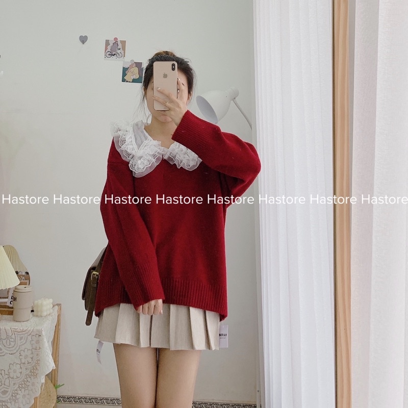 ÁO LEN CỔ TIM LÔNG THỎ