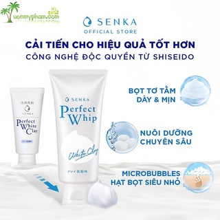 [Số 1] Sữa Rửa Mặt Tạo Bọt Trắng Sáng Da, Loại Bỏ Tế Bào Chết Senka Perfect White Clay 120G – Shiseido Nhật Bản