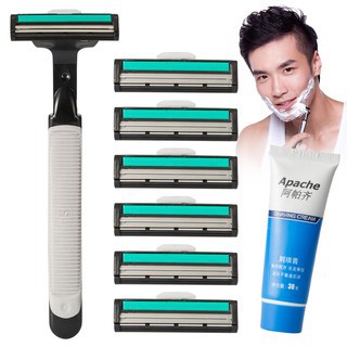 Combo Dao cạo râu + 12 36 lưỡi dao kép thay thế + kem cạo râu ( Nhiều phân loại hàng)