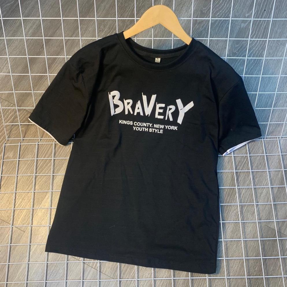 Áo phông tay lỡ BRAVERY, Chất cotton , form rộng Nam Nữ unisex, Chất cotton giá siêu rẻ basic  ulzzang freesize