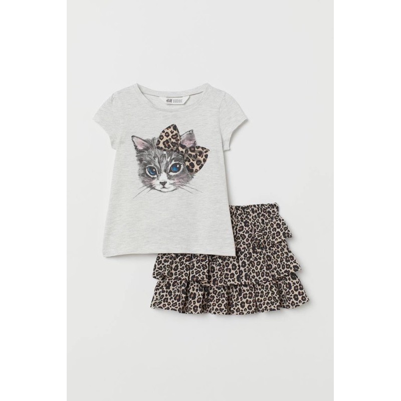 Set áo + chân váy bé gái HM.