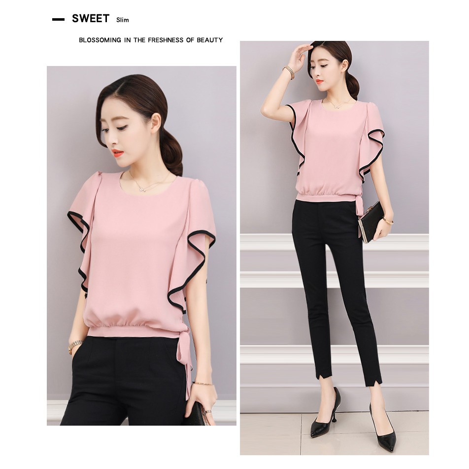 Áo kiểu nữ GIÁ SỈ tay lá sen lai cột nơ | BigBuy360 - bigbuy360.vn