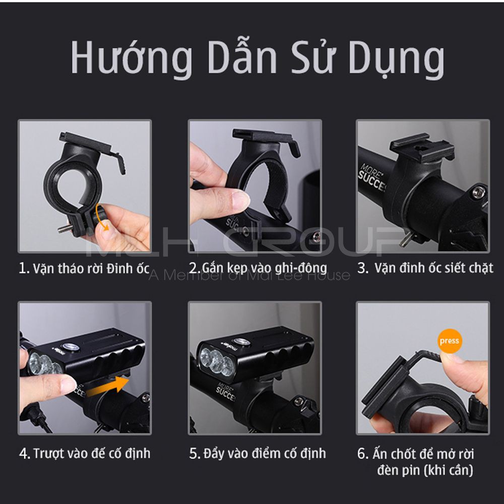 Bộ Đèn Pha Trước Xe Đạp Có Sạc USB Siêu Sáng Cao Cấp Chống Nước và Đèn Hậu Phía Sau Dành Cho Xe Đạp MLH