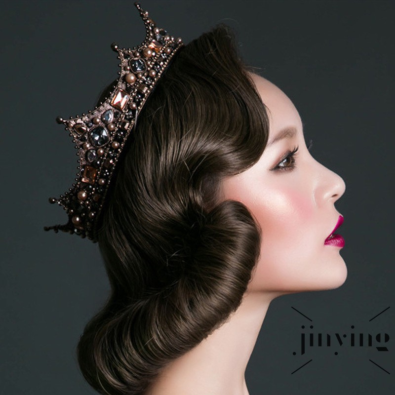 GETNOIVAS Vương miện đính đá và ngọc trai cổ điển vintage cho nữ