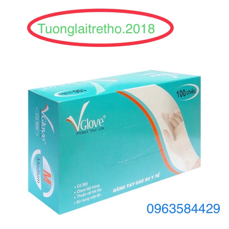 Găng tay cao su y tế VGLOVE ( đủ size: XS, S, M)