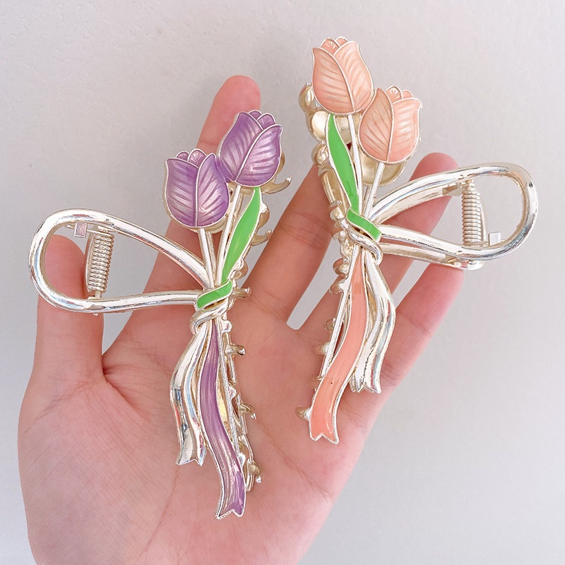 Kẹp TóC HìNh Hoa Tulip BằNg Kim LoạI ThờI Trang Cho Nữ