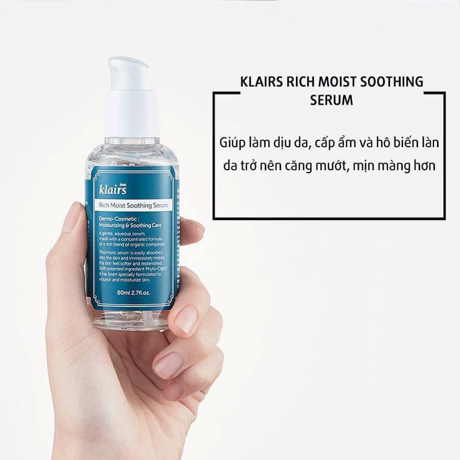 Combo Kem Dưỡng và Tinh Chất Dear Klairs Rich Moist Soothing Cấp Ẩm, Làm Dịu Da (Serum 80ml + Kem 80ml)