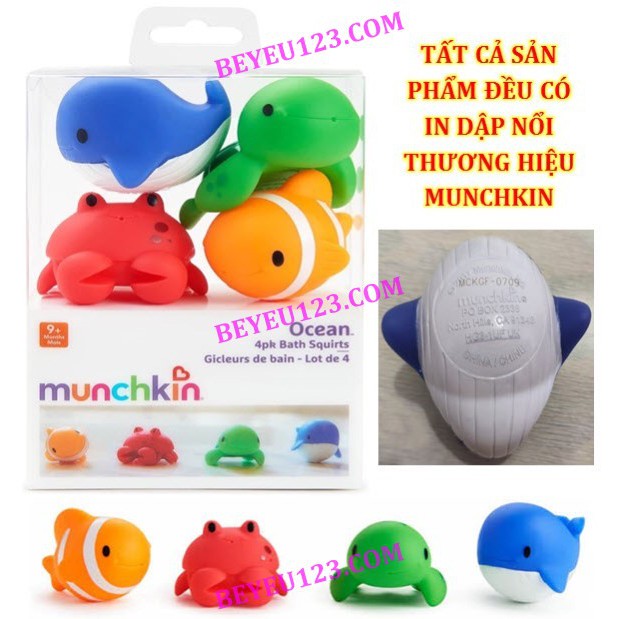 Bộ 4 sinh vật biển đồ chơi nhà tắm an toàn cho bé Munchkin - MK31205