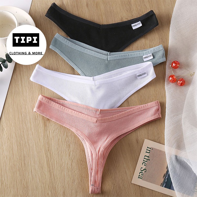 Quần lọt khe nữ cotton cao cấp Finetoo ( mẫu gân ) E4