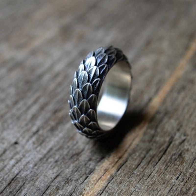 Nhẫn Họa Tiết Vảy Rồng Phong Cách Gothic Thời Trang Cho Nam Và Nữ