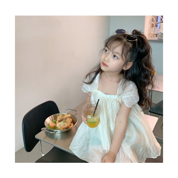 Đầm Tay Ngắn Phối Lưới Phong Cách Phương Tây Thời Trang Mùa Hè Hàn Quốc Hàng Mới Dành Cho Bé Gái 2022