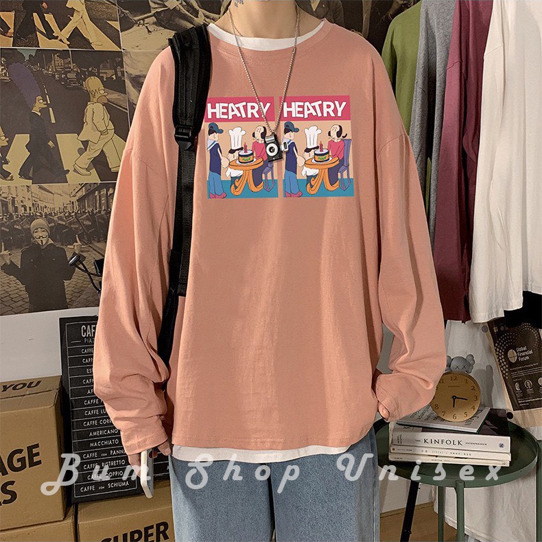 Áo Tay Dài Ulzzang Nam Unisex From Rộng - TD38 HEAVY - Chât Thun Cotton Mềm Mát - Oversize < 75kg - Áo Phông Nam