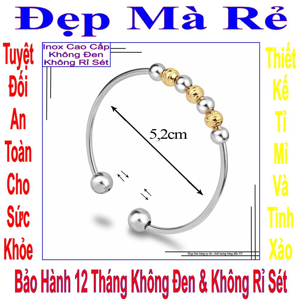 Vòng tay nữ hở kiểu bi và bi cách điệu màu trắng VTLT00064T020049