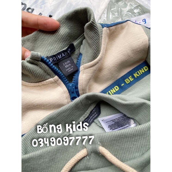 Bộ Nỉ Bé Trai Phối Màu Khoá Zip Xanh Lục PR
