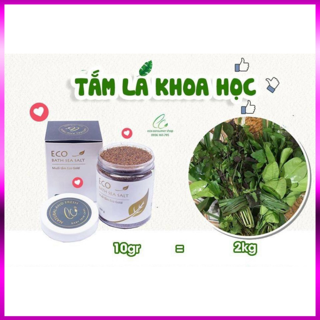 MUỐI TẮM BÉ ECO GOLD 370g hết rôm sảy, mẩn ngứa, mề đay, giữ ấm cơ thể - Muối tắm bé sinh dược Eco tặng tăm bông cho bé