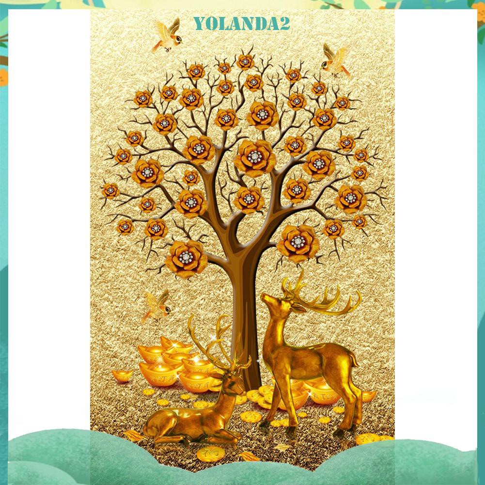 Tranh Đính Đá Tự Làm Trang Trí Nhà 5d Hình Nai Vàng