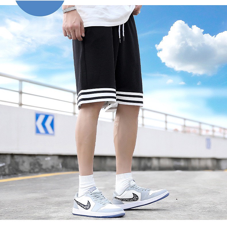 Quần đùi nam nữ 3 SỌC NGANG dáng unisex chất dày mát mịn, quần short thể thao form rộng cotton co dãn 4 chiều