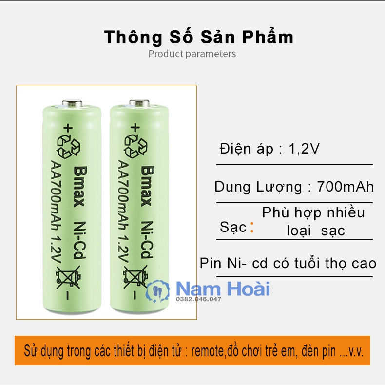 Pin sạc BMAX AA/AAA Ni-(CD)MH 700 mAh 1,2V