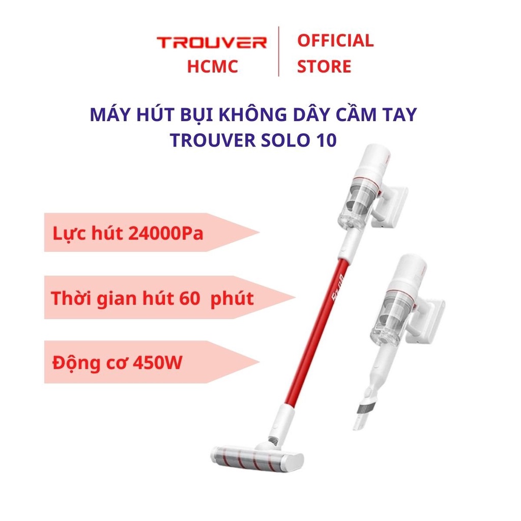 Máy Hút Bụi Không Dây Xiaomi TROUVER SOLO 10, Động cơ 300W, Lực hút 18.000Pa