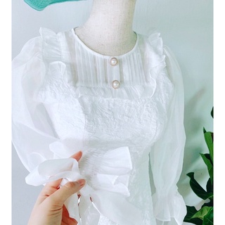 Đầm Trắng Tay Dài, Đầm Xòe Đi Tiệc, Đầm Nữ Dạo Phố