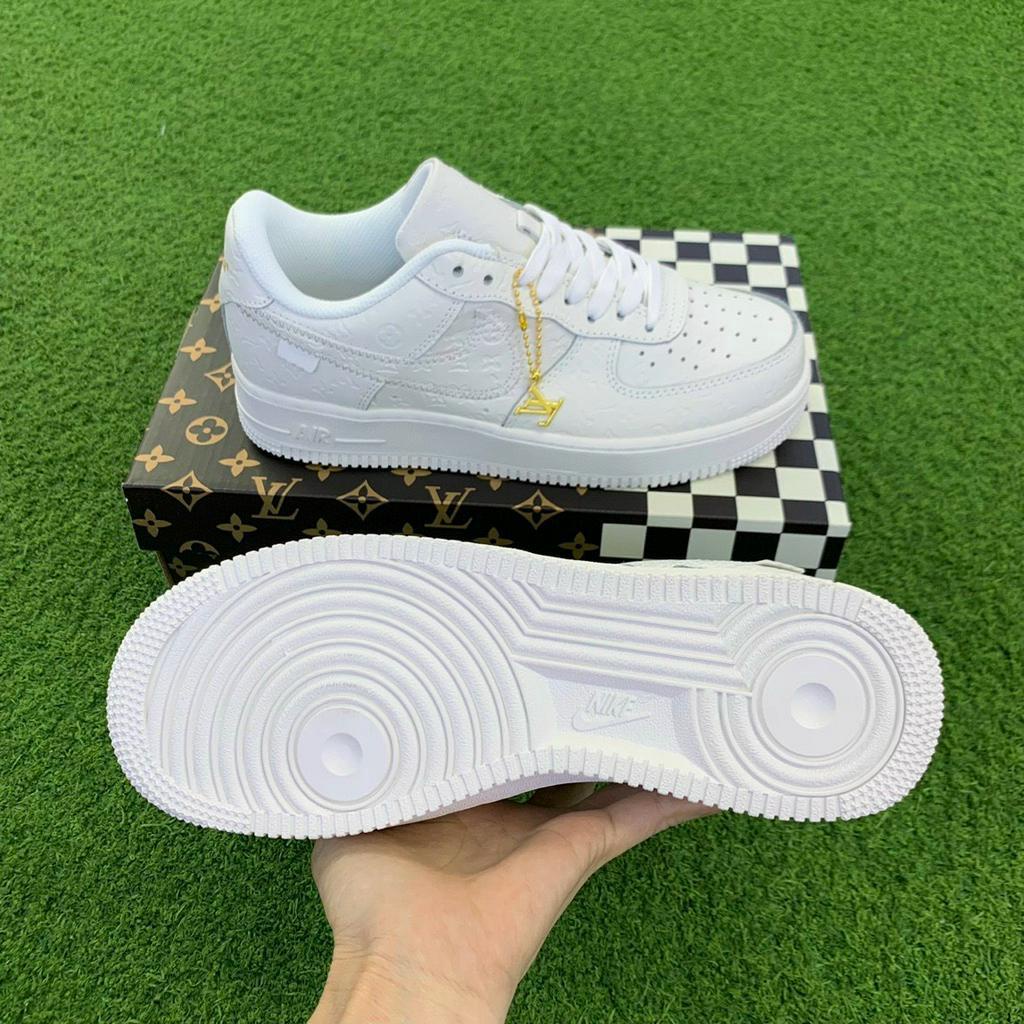 Giày Nike_Air Force 1 Luis_Vuitton, AF1 LV 2 Màu trắng xám cao cấp, hàng chuẩn Trung S.Cấp Vip, FUull bill box