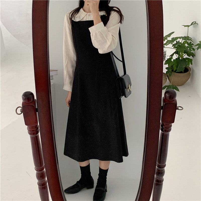 Bộ Áo Kiểu Cổ Búp Bê + Đầm Không Tay Thời Trang Cho Nữ 36919