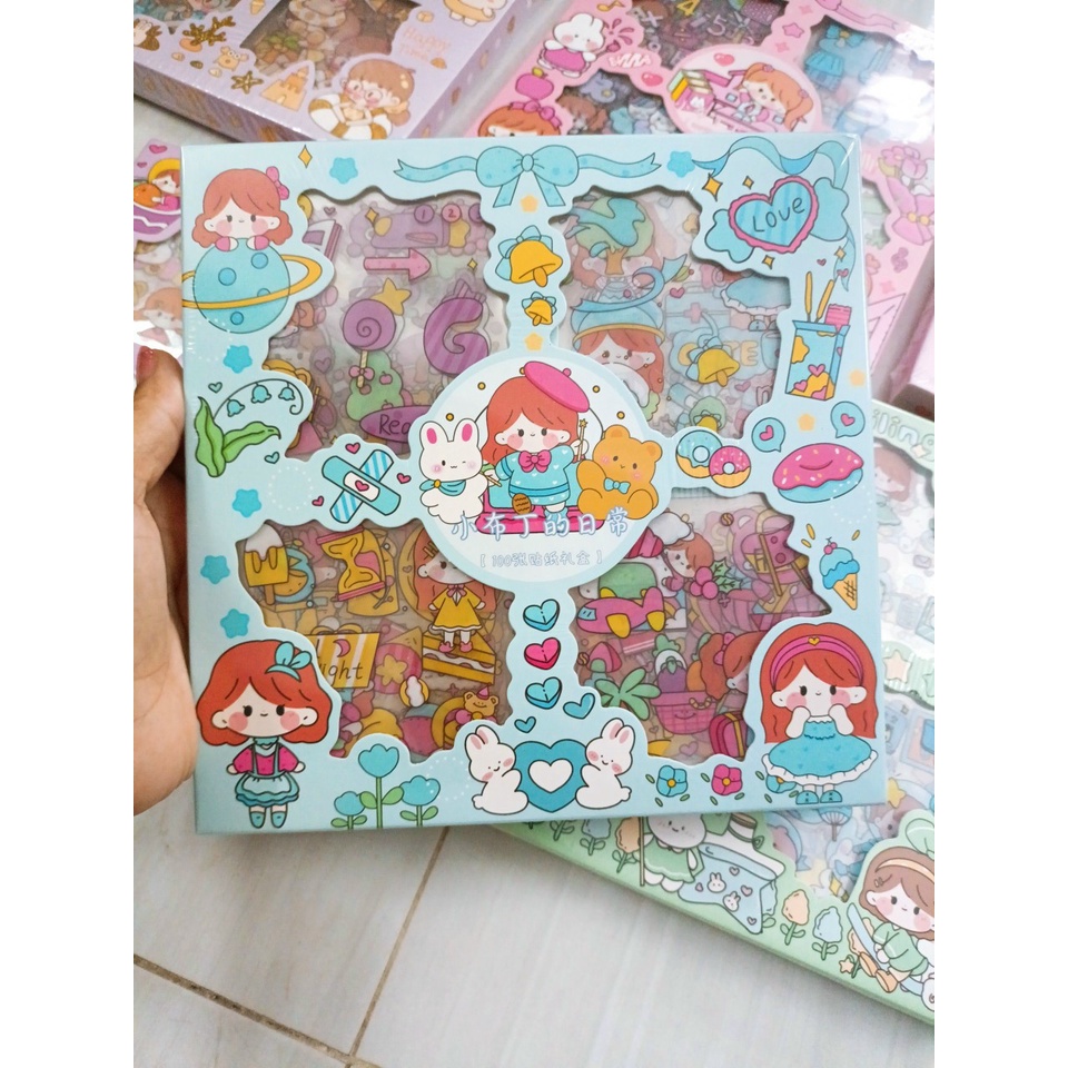Sticker 100 miếng dán sách vở, đồ dùng, sổ tay nhiều mẫu mã đẹp, dễ thương