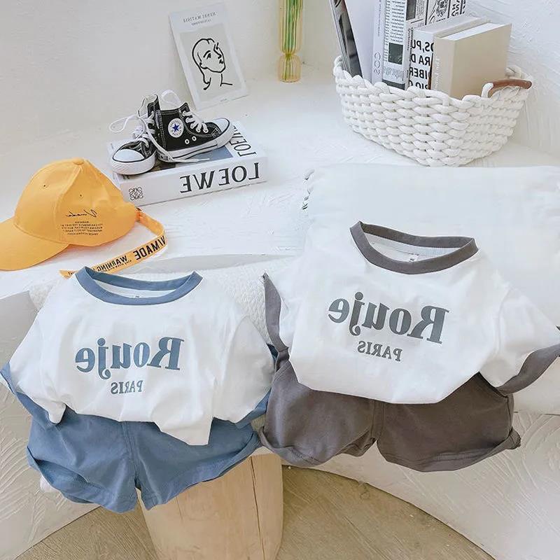 Đồ bộ bé trai bé gái mặc đều xinh in chữ Rouje, Bộ cộc tay chất cotton mịn mát cho bé từ 6-28kg Moobaby shop