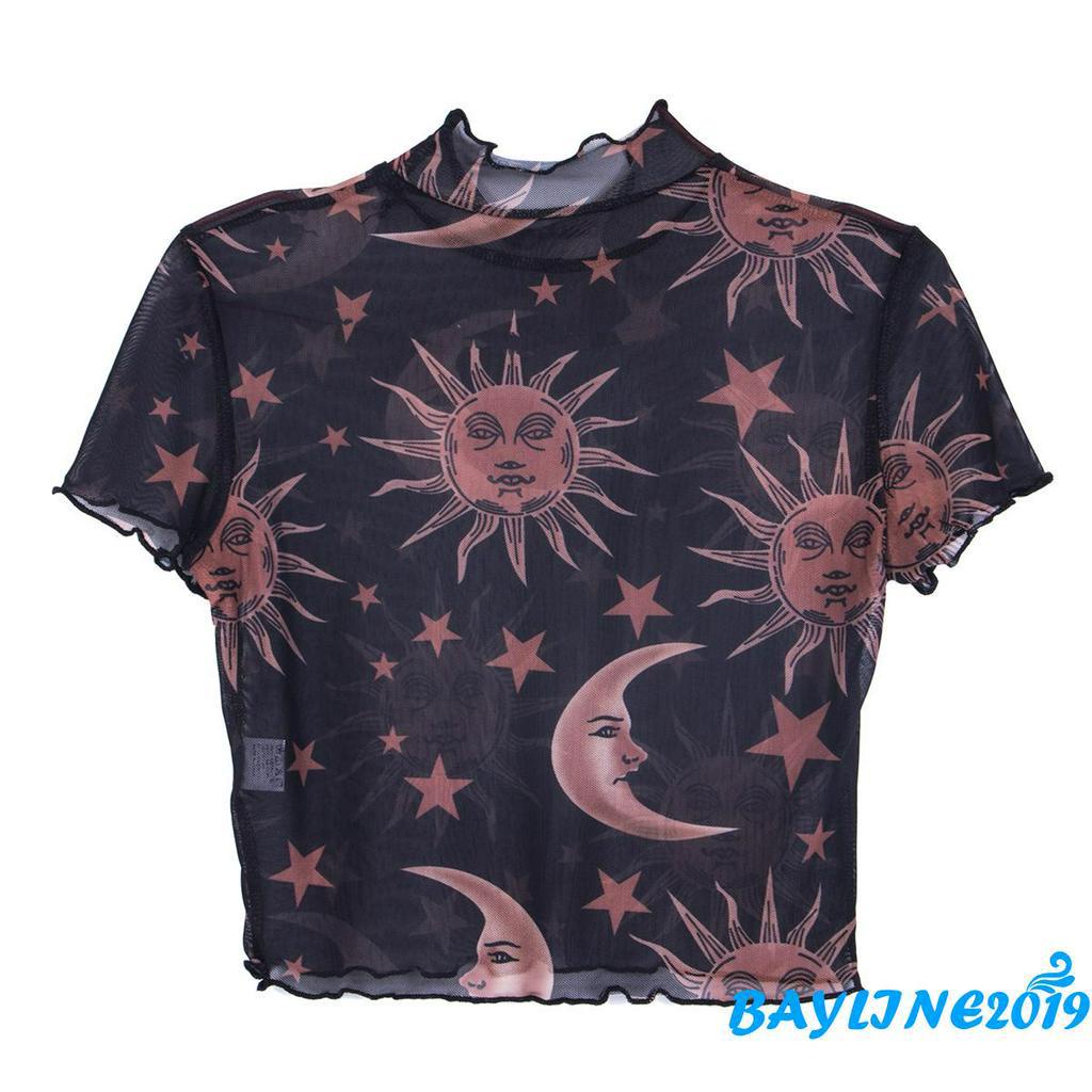 Áo lửng xuyên thấu họa tiết mặt trăng ngôi sao