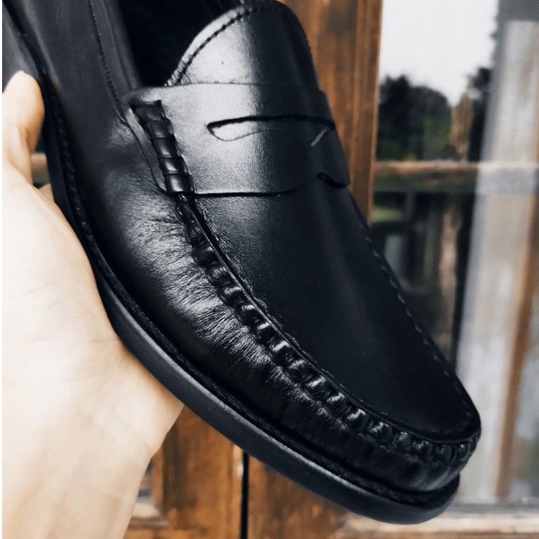 Giày Lười Da Bò Thật Nguyên Tấm, Penny Loafer Nam Đế Gỗ Cao Cấp LF-01