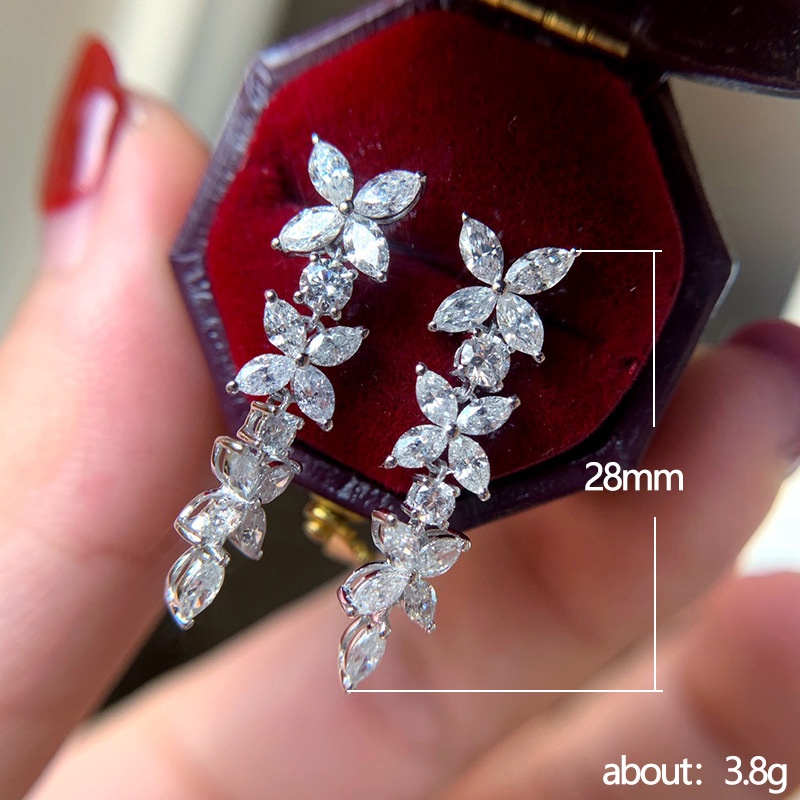 PINKDUDU Bông Tai Dáng Dài PD850 Bằng Hợp Kim Đính Đá Zircon Màu Hồng Thời Trang Cho Nữ