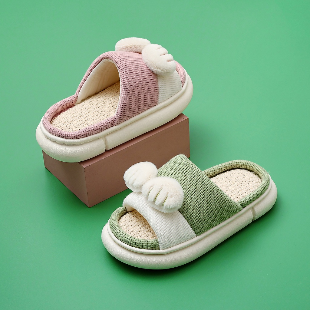 Dép CHEERFUL MARIO cotton lanh đi trong nhà chống trượt thời trang mới 2022 cho bé trai bé gái