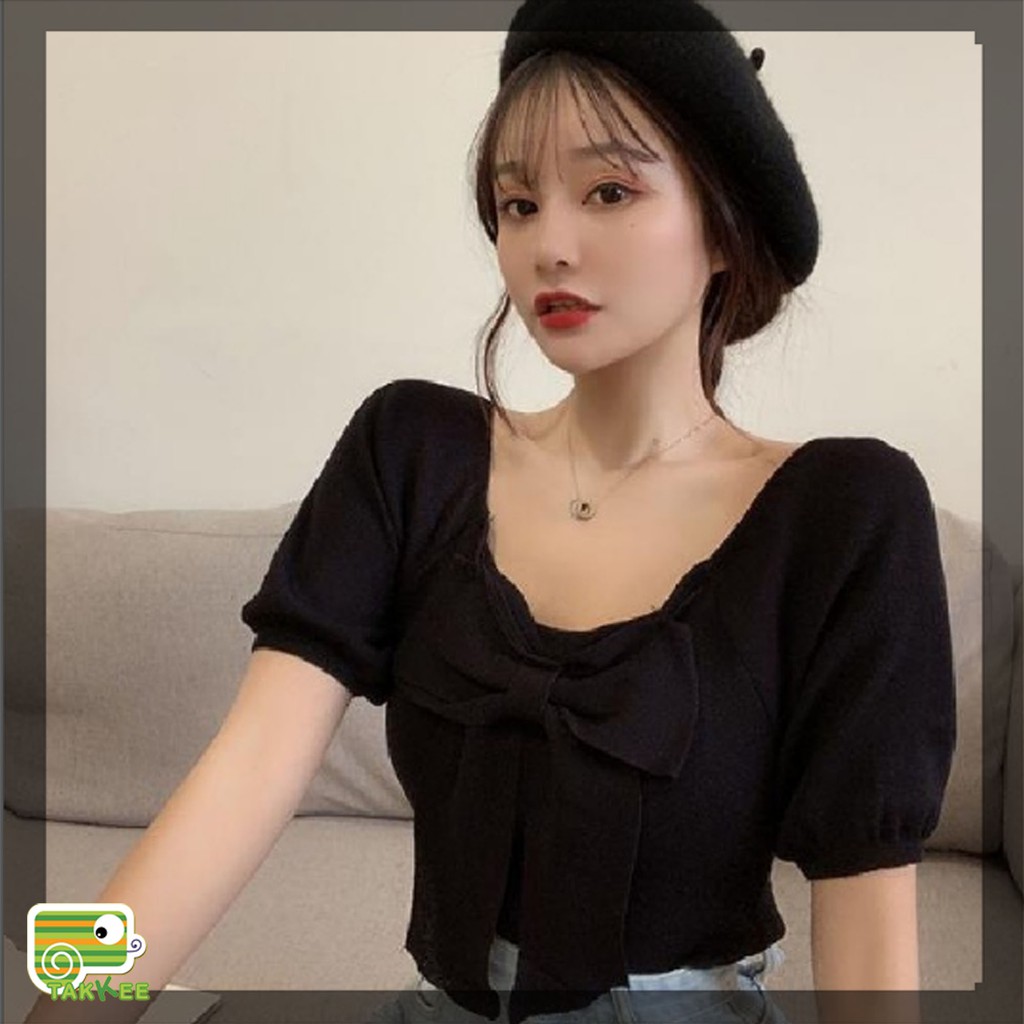 Áo len cổ nơ to bản Hot Trend Mặc 2 kiểu đều đẹp